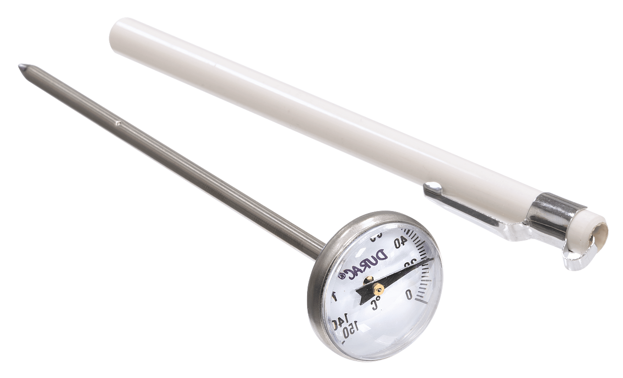 Dial Thermometer, Pocket-Type: Range 0 to 150°C with 2°C divisions.